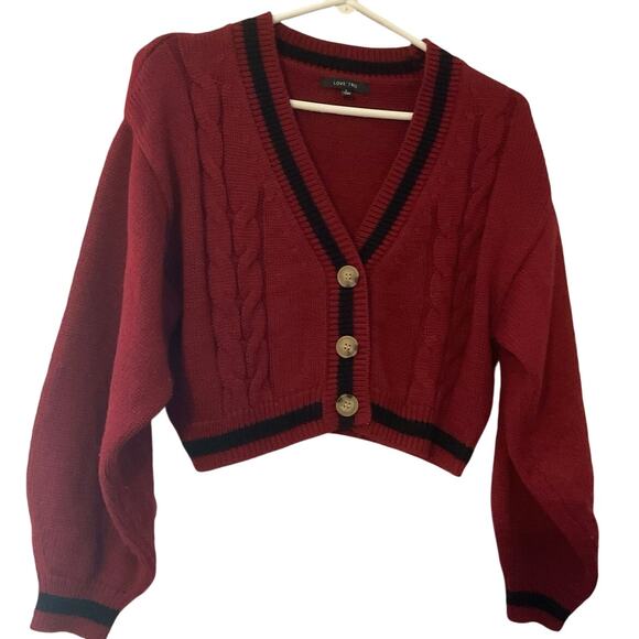 NEW Love Tree Cropped Cable Knit Sweater Size Large - Picture 1 of 11